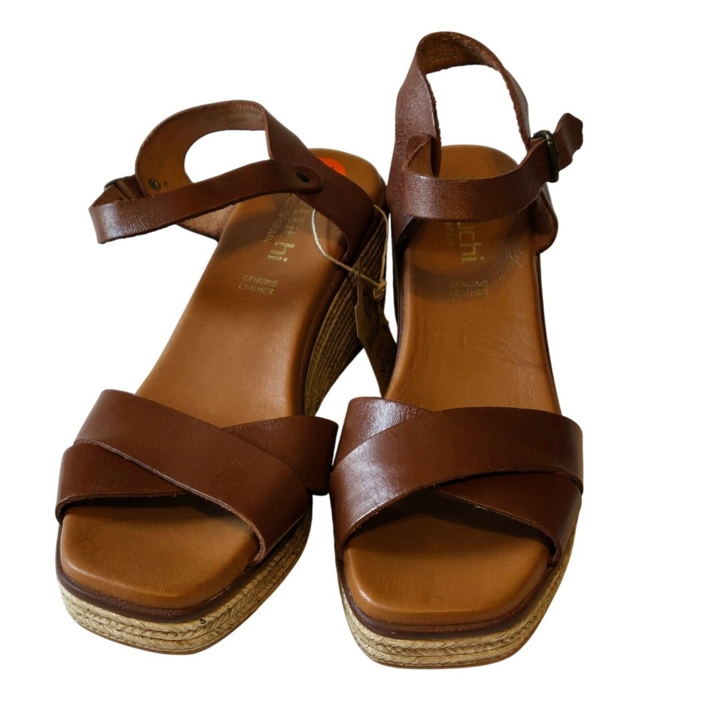 Bertuchi Genuine Leather Espadrille Wedge Sandals Ankle Strap‎ Spain Size 41